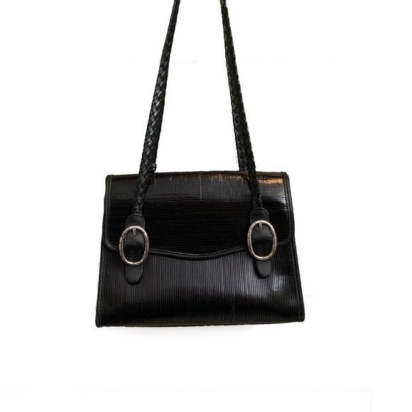 Brighton Handbags - Vintage Brighton Black Leather Flap Shoulder Purse